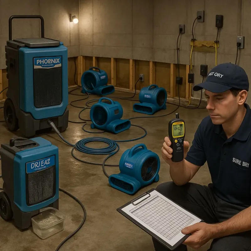 Structural Drying and Dehumidification process in Springdale, NJ